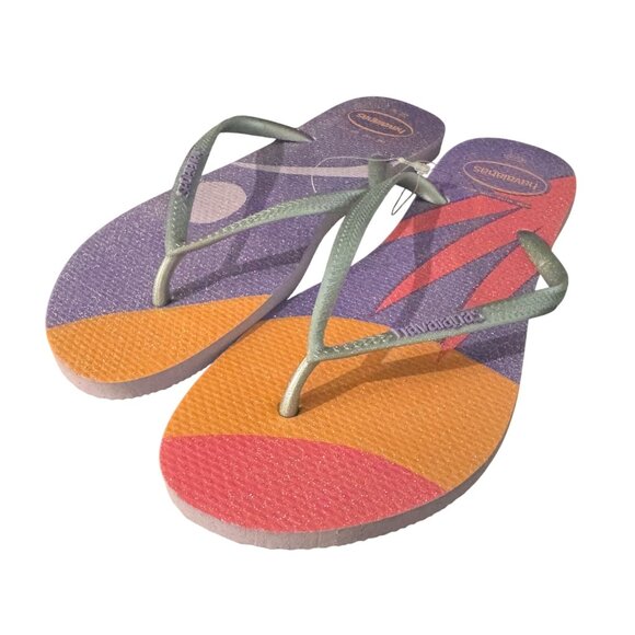 Havaianas Women's Slim Palette Glow Multicolor Flip Flop Sandal Size 11/12 NWOB - Picture 1 of 3